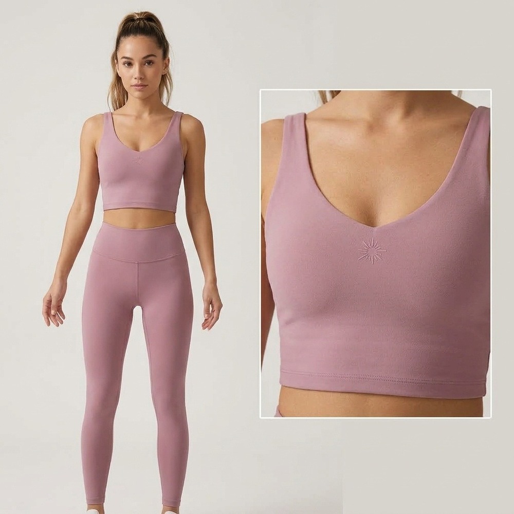 OFFLINE by Aerie Real Me Tank Women XS Mauve Excellent V-Neck Cropped Active Top